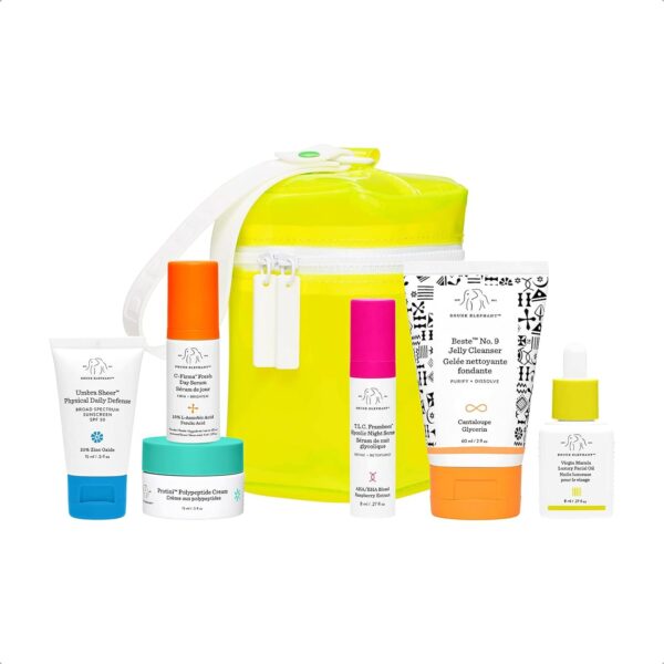 Drunk Elephant The Littles 6.0 Skin Care Set. Beste No.9, Virgin Marula Oil, T.L.C. Framboos Serum, Protini Cream, C-Firma Fresh Serum, Umbra Sheer Sunscreen