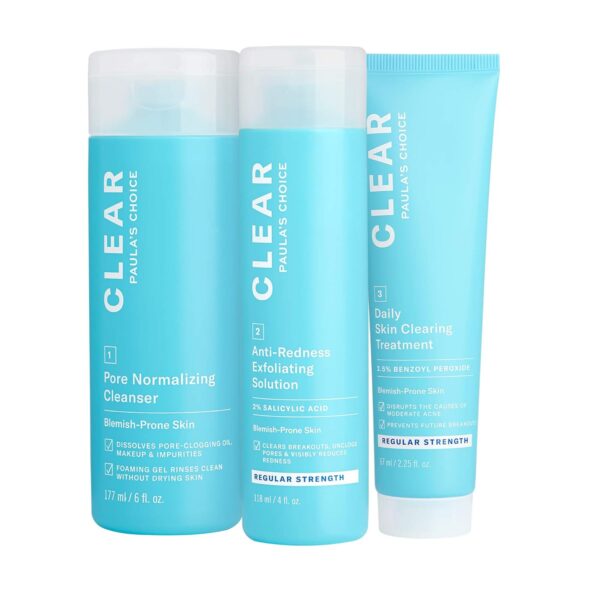 Paula's Choice CLEAR Regular Strength Acne Kit, 2% Salicylic Acid & 2.5% Benzoyl Peroxide for Facial Acne & Pores, Redness Relief