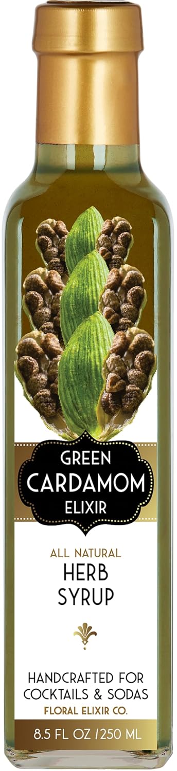 Floral Elixir Co. - All Natural HERB Syrup for Cocktails & Sodas, 8.5 oz (Green Cardamom)