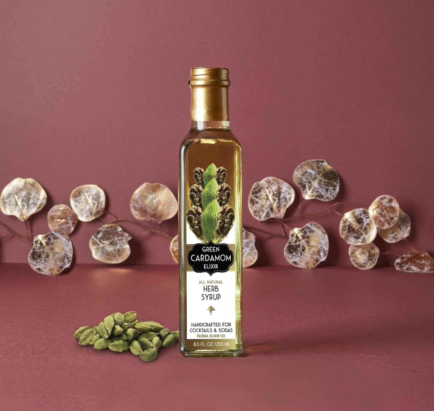 Floral Elixir Co. - All Natural HERB Syrup for Cocktails & Sodas, 8.5 oz (Green Cardamom) - Image 2