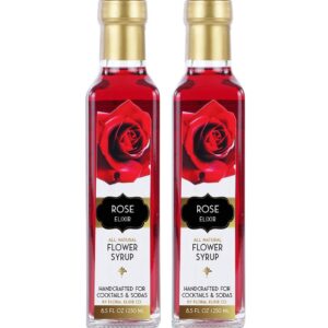 Floral Elixir Co. - All Natural Syrups for Cocktails & Sodas (2 x 8.5 oz) (Rose)
