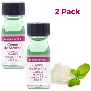 LorAnn Crème de Menthe SS, Natural Flavor, 1 dram bottle (.0125 fl oz - 3.7ml - 1 teaspoon) - 2 pack