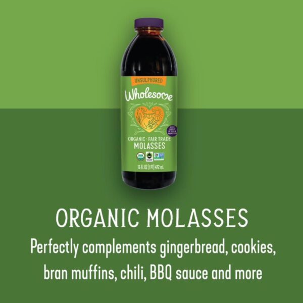 Wholesome Sweeteners Organic Blackstrap Molasses, Unsulphured (Pack of 4) - Image 3