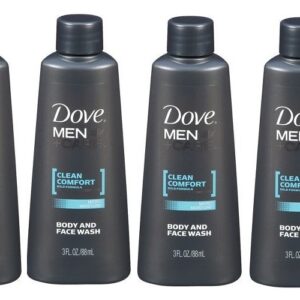 Dove Men + Care Clean Comfort Micro Moisture Mild Formula Body and Face Wash 3 Oz (Pack of 6)