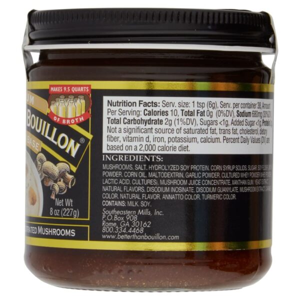 Better Than Bouillon Premium Mushroom Base, Made from Seasoned & Concentrated Mushrooms, Makes 9.5 Quarts of Broth, 38 Servings, 8 OZ (Single) - Image 2