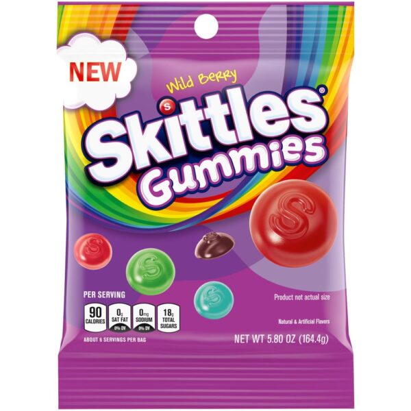 SKITTLES Wild Berry Gummy Candy, 5.8 oz Bag - Image 2