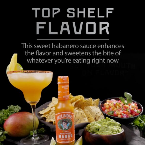 Melinda’s Mango Habanero Hot Sauce - Sweet & Mild Hot Sauce - Mango Habanero Sauce Made with Fresh Ingredients, Real Mango, Habanero Peppers, Vinegar, Carrot & Lime - 5oz, 3 Pack - Image 3