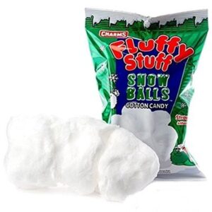 Fluffy Stuff Snow Balls Stawberry Flavored Cotton Candy, 2.1 oz, Pack of 3
