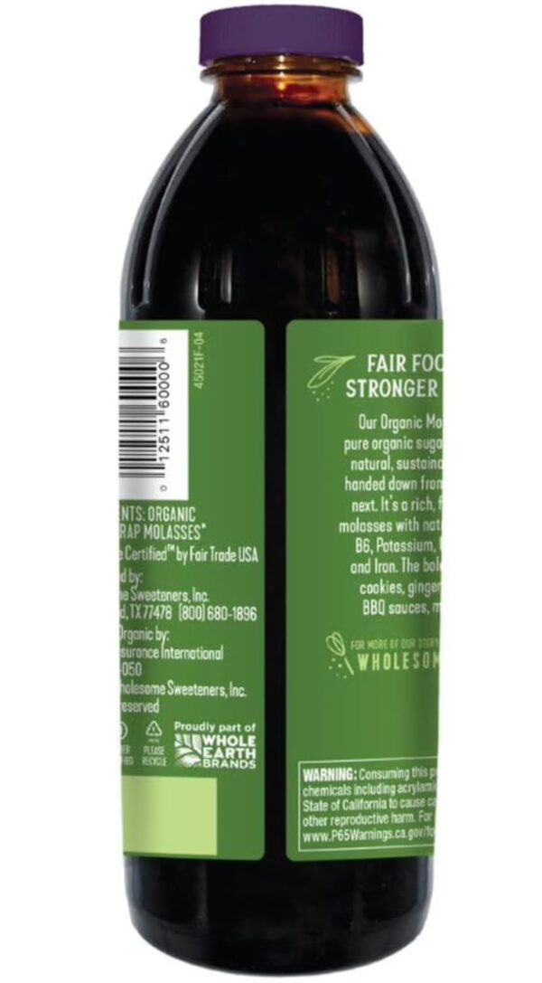 Wholesome Sweeteners Organic Blackstrap Molasses, Unsulphured (Pack of 4) - Image 4