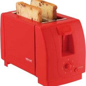 Better Chef Economic 2-Slice Toaster | Darkness Control | Crumb Tray | Fits Bagel Slice (Red)