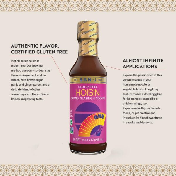 San-J - Gluten Free Hoisin Sauce - Traditional and Tasty Cooking Sauce - Specially Brewed - 10 oz. Bottle - Image 3