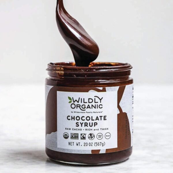 Wildly Organic Chocolate Syrup 20 Oz - Organic, Dairy-Free, Fair Trade, Non-GMO, Kosher, Vegan, Premium Rich Chocolate Flavor | Perfect for Ice Cream, Baking, Coffee, Chocolate Milk, Mocha, & Hot Cocoa | 2 Ingredients: Raw Cacao Powder & Raw Agave - Image 2
