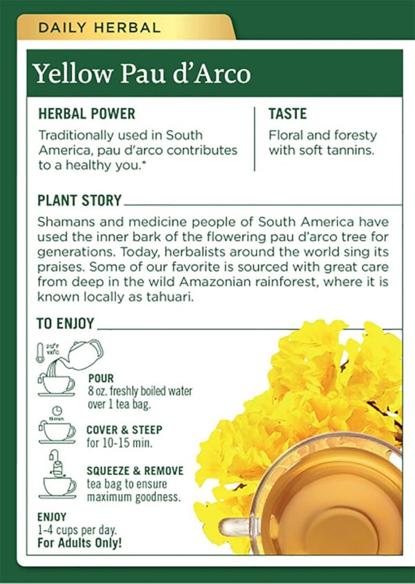 Traditional Medicinals Yellow Pau d’Arco Herbal Tea, Contributes to a Healthy You, (Pack of 2) - 32 Tea Bags Total - Image 3