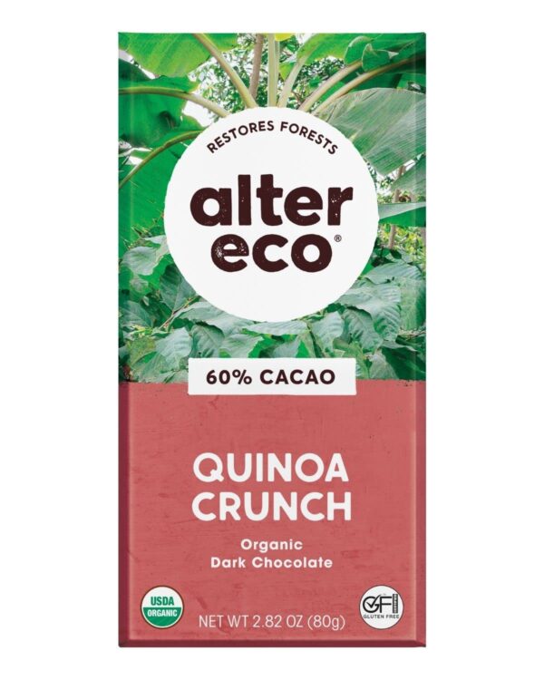 Alter Eco | Dark Chocolate Bars | Pure Dark Cocoa, Fair Trade, Organic, Non-GMO, Gluten Free (Dark Quinoa Crunch)