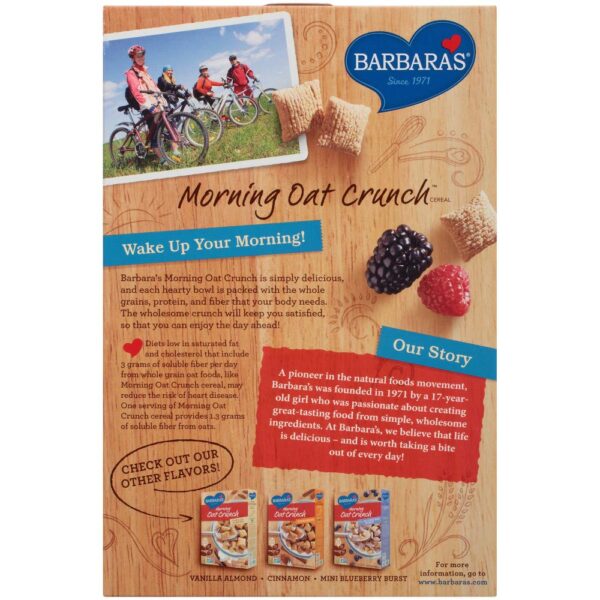 Three Sisters Barbara's Morning Oat Crunch Original Cereal, Heart Healthy, Non-GMO, 14 Oz Box - Image 2