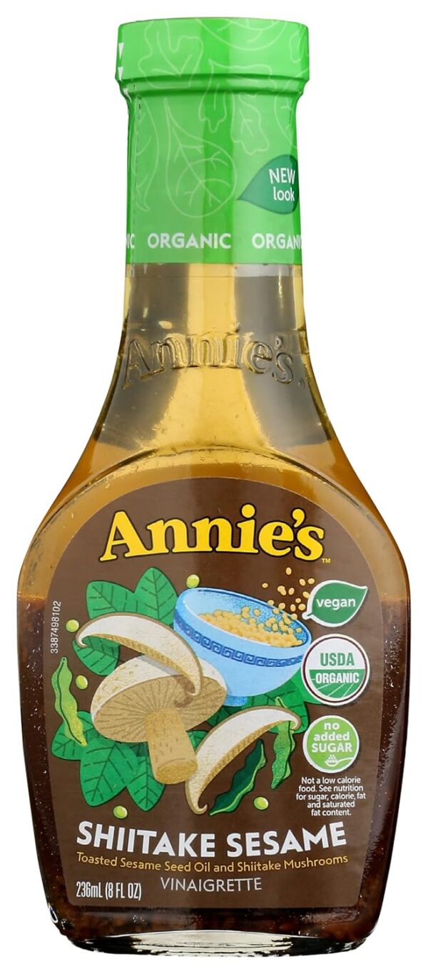 ANNIES NATURALS SHIITAKE SESM VNGRTT SALAD DRESSING GLASS BOTTLE 8 OZ - 0092325333531