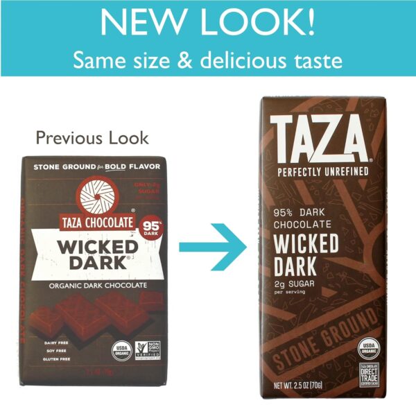 Taza Chocolate Organic Amaze Bar 95% Stone Ground, Wicked Dark, 2.5 Ounce (1 Count), Vegan - Image 3
