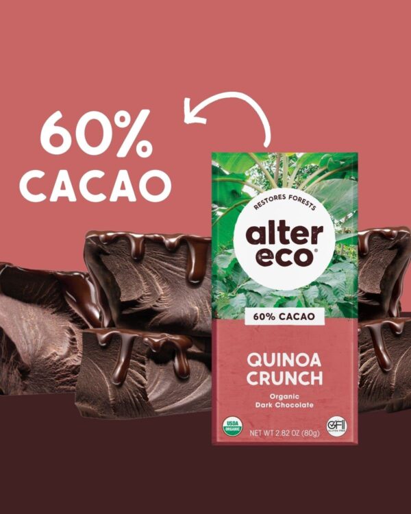 Alter Eco | Dark Chocolate Bars | Pure Dark Cocoa, Fair Trade, Organic, Non-GMO, Gluten Free (Dark Quinoa Crunch) - Image 3