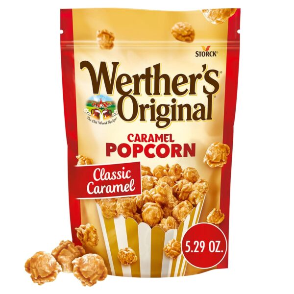 Werther's Original Caramel Popcorn, Resealable Pouch, 5.29 Oz Bag - Image 2