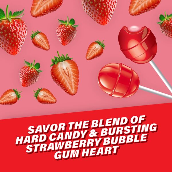 Colombina Bon Bon Bum Lollipops w/Bubble Gum Center, Strawberry Flavor, Individually Wrapped, Ideal for Party Favors and Gifts, 1 Pack (24 Count) - Image 3