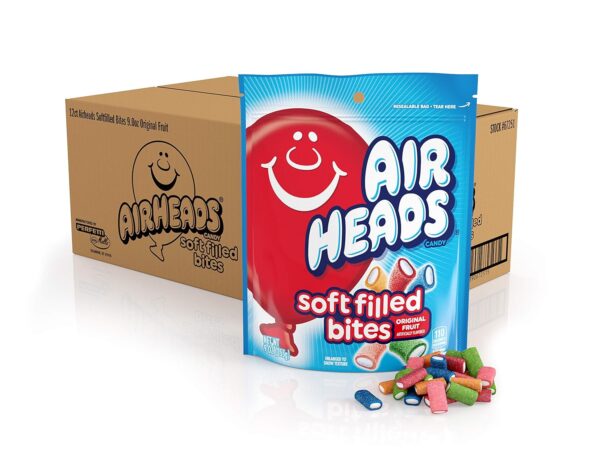 Airheads Soft Filled Bites Candy, Assorted Fruit Flavors, Holiday Christmas Stocking Stuffers for Adults & Kids, Stand Up Bag, Party, Pantry, 9 oz Bag (Bulk Box of 12 Bags) - Image 3