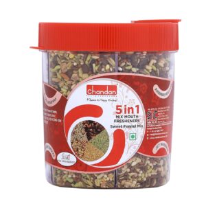 Chandan Mouth Freshener 5 in 1 Mix Mouth Fresheners Sweet Fennel Mix | Kashmiri, Special, Jet, Poona & Gulab Mukhwas, 8.82 oz / 250 g