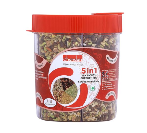 Chandan Mouth Freshener 5 in 1 Mix Mouth Fresheners Sweet Fennel Mix | Kashmiri, Special, Jet, Poona & Gulab Mukhwas, 8.82 oz / 250 g
