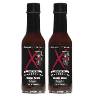 Elijah's Xtreme Carolina Reaper Hot Pepper Sauce with Sweet Black Cherries, Cranberries and Kentucky Bourbon (5 oz) (2-Pack) (Xtreme Carolina Reaper Hot Pepper Sauce)