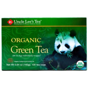 Uncle Lee's Organic Green Tea -- 100 Tea Bags net wt 5.64 oz (160g)