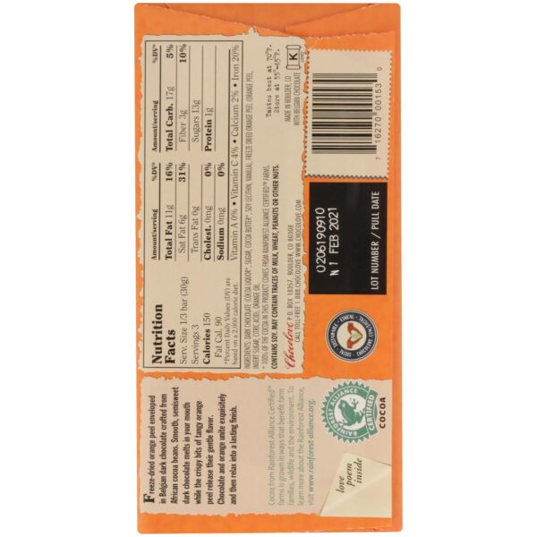 Chocolove Orange Peel in Dark Chocolate, 3.2 oz - Image 2