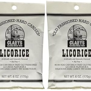 Claeys Candies Licorice - Old Fashioned Hard Candy - Artificially and Naturally Flavored - Fat-Free - 6 Ounce - 6-Pack