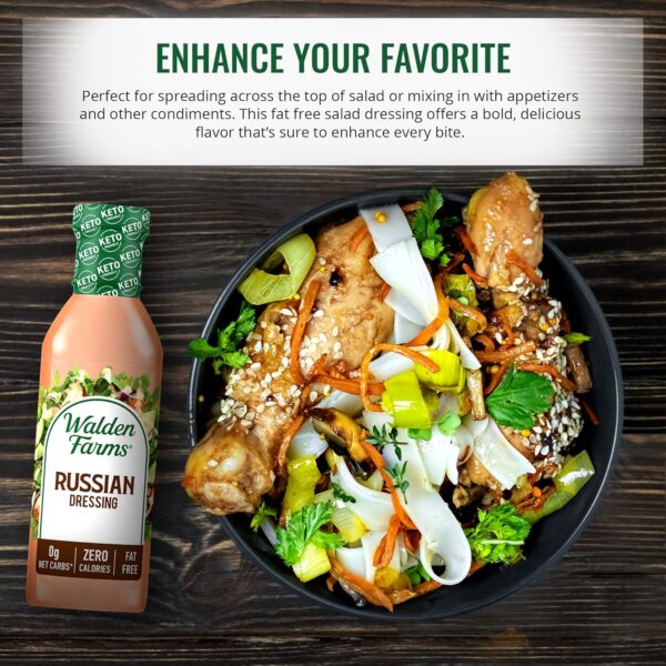 Walden Farms Russian Dressing 12 oz Bottle - Fresh and Delicious, Sugar Free 0g Net Carbs Condiment, Kosher Certified, So Tasty on Salads, Sandwich, Burgers, Bread, Dipping Sauce and More - Image 2