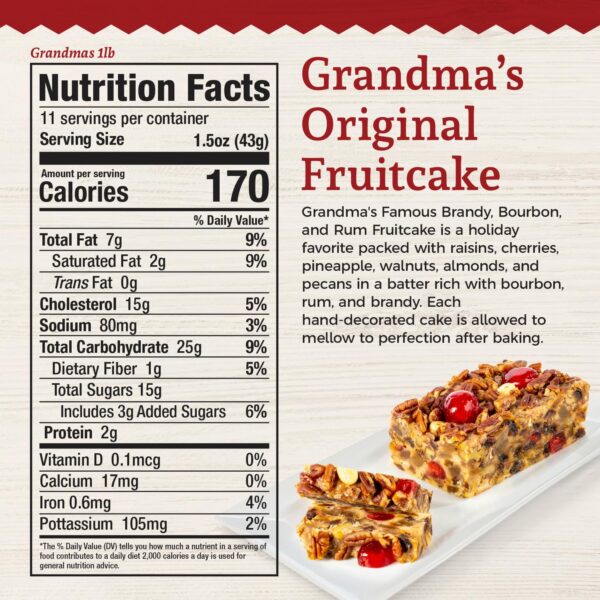 Beatrice Bakery Co. Original Fruitcake, Grandma's Old Fashioned Fruit and Nut Freshly Made, Brand, Bourbon and Rum Fruitcake, Est. 1917 (16 Ounce, Pack of 1) - Image 3