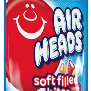Airheads Soft Filled Bites Candy, Assorted Fruit Flavors, Holiday Christmas Stocking Stuffers for Adults & Kids, Stand Up Bag, Party, Pantry, 9 oz Bag (Bulk Box of 12 Bags)