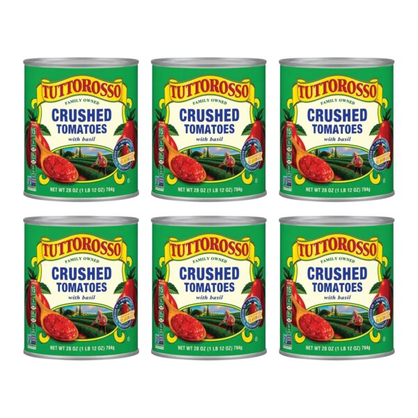 Tuttorosso Crushed Tomatoes with Basil, Gluten Free and Vegetarian Recipe, 28oz Cans, 6-Pack