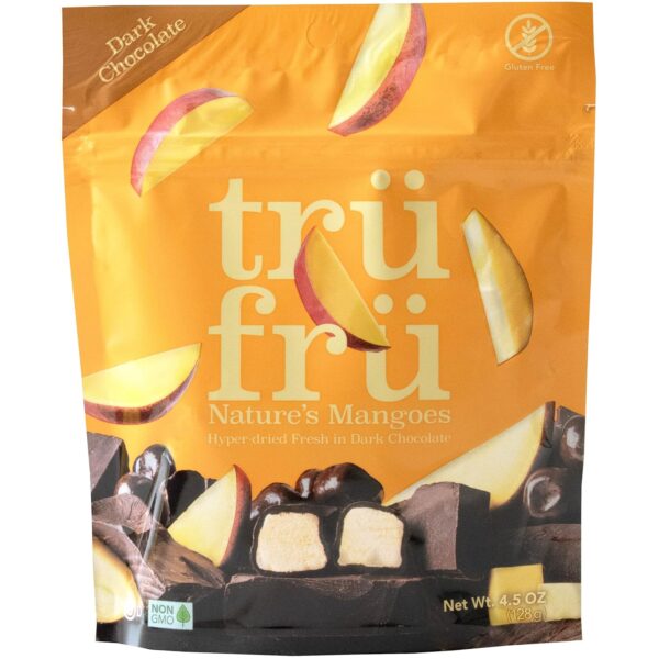 Tru Fru Nature's Mangoes Hyper-Dried Fresh in Dark Chocolate, 4.5 Ounce Bag - Image 2