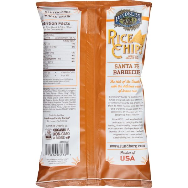 Lundberg Family Farms Rice Chips, Santa Fe Barbeque, 6 Ounce (Pack of 12) - Image 2