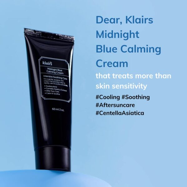 DearKlairs Midnight Blue Calming Cream, Soothing, Redness Relief Moisturizer, Hydrating, Fast Absorbing, Light Texture for Easy Use, For Oily Skin, Sensitive Skin Friendly (2 Ounce (Pack of 1)) - Image 2
