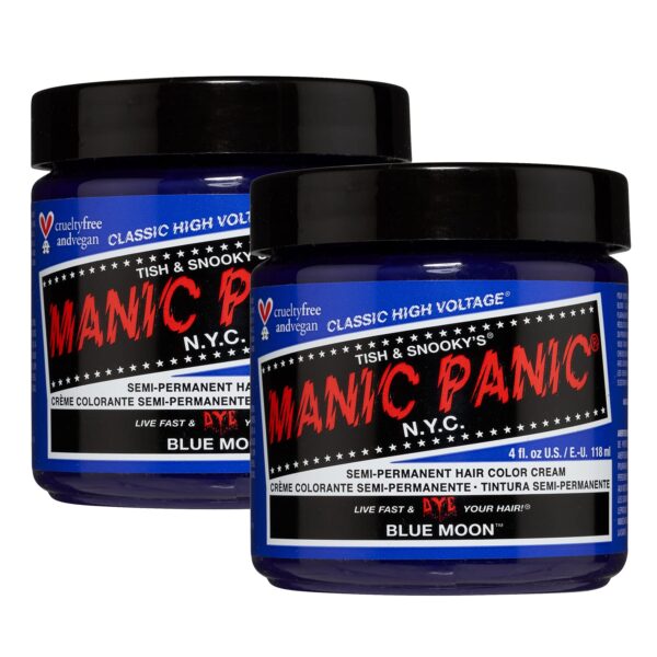 MANIC PANIC Classic Blue Moon Semi Permanent Hair Color - Neon Cool Blue Hair Dye for Women & Men That Lasts 4-6 Weeks - Vegan, Ammonia & Cruelty-Free - Create & Mix Custom Shades (4oz / 2pk)