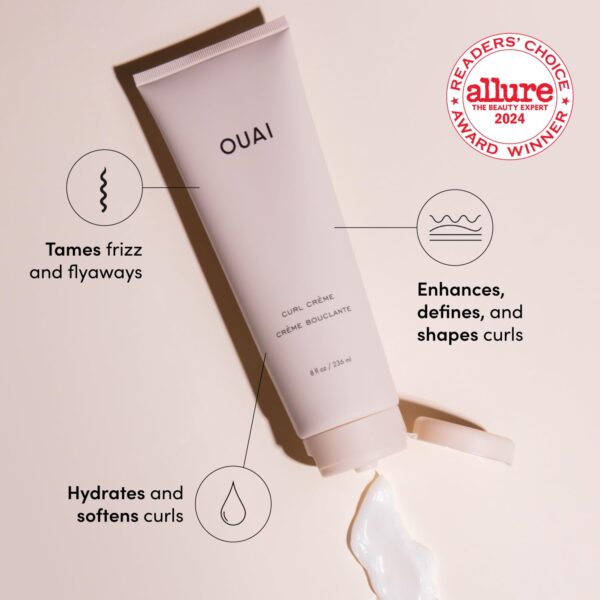 OUAI Curl Cream - Curl Defining Cream for Hydrated, Shiny Curls - Babassu and Coconut Oil, Linseed and Chia Seed Oil - Paraben, Phthalate, Sulfate and Silicone Free Curly Hair Products (8 Oz) - Image 2