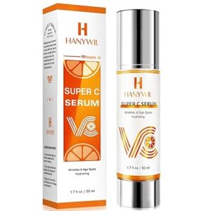HANYWIL Super Vitamin C Serum for Women over 70, Vitamin C Serum for Face, Dark Spot Remover for Face, Hyaluronic Acid Skin Care, Targets Age Spots, Hydrates and Wrinkle Reduction 1.7fl oz
