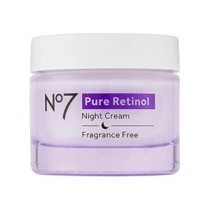 No7 Pure Retinol Night Cream - Collagen-Boosting Retinol Cream that Visibly Smoothes, Plumps & Firms Complexion - Dermatologist Approved & Fragrance-Free (1.69 Fl Oz)