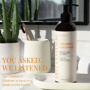 InstaNatural Vitamin C Cleanser Face Wash, Brightens, Ideal for Fine Lines and Uneven Texture, with Coconut Water and Aloe Vera, 12 Fl ounce Pump Bottle