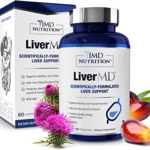 1MD Nutrition LiverMD - Liver Support Supplement | Siliphos Milk Thistle Extract & NAC - Supports Healthy Energy, Immunity & Overall Health - Liver Cleanse & Support | 60 Capsules