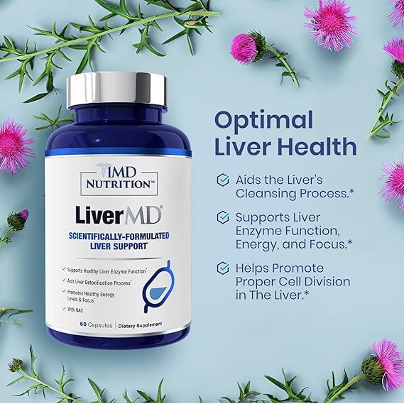 1MD Nutrition LiverMD - Liver Support Supplement | Siliphos Milk Thistle Extract & NAC - Supports Healthy Energy, Immunity & Overall Health - Liver Cleanse & Support | 60 Capsules - Image 2