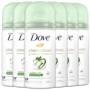 Dove Antiperspirant Deodorant Dry Spray, Go Fresh Cool Essentials Travel Size, 1 Ounce (Pack of 6)