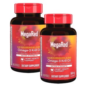 MegaRed Krill Oil 350mg Omega 3 Supplement, 1 Dr Recommended Krill Oil Brand with EPA, DHA, Astaxanthin & Phopholipids, Supports Heart, Brain, Joint and Eye Health - 130 Softgels (130 servings)