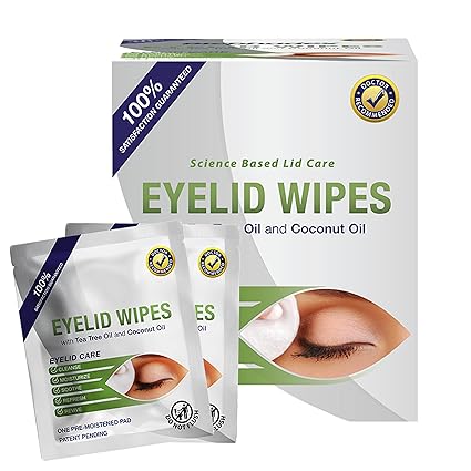 Lunovus Premium Eyelid Wipes With Tea Tree and Coconut Oil - Cleansing Wipes for People Itchy Eyes - Individually Wrapped - Box Of 30 Natural Eye Wipes - Image 3