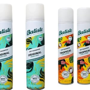 Batiste Dry Shampoo Spray 4-Pack Variety Mix, Original Clean and Classic and Tropical Fragrance, 2 Each 6.73 Ounces