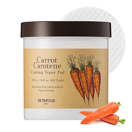 SKINFOOD Carrot Carotene Calming Water Toner Pads, Korean Skin Care Toner Pad for Face, Deep Hydrating, Soothing, After Sun Skincare for Sensitive Skin, Redness Relief, 100% Cotton, 8.81 oz (60 Pads) - Image 3